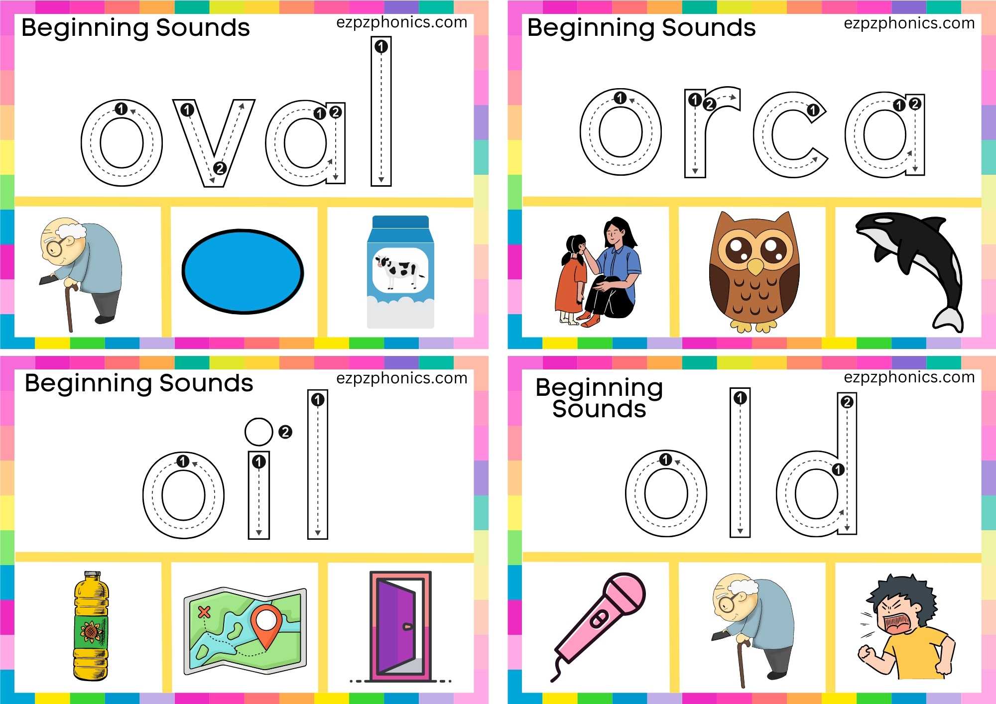 Letter O Trace The Word And Clip The Correct Image Group 2